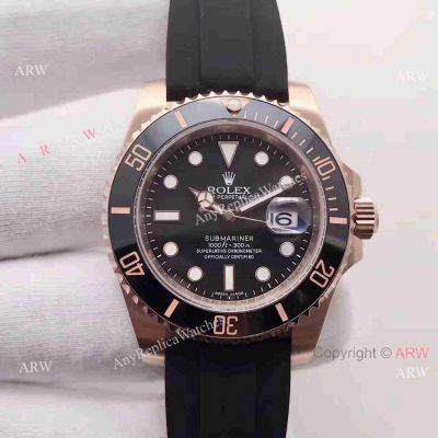 High Quality Rolex Submariner Rolex Rubber Strap Watch Rose Gold 40mm